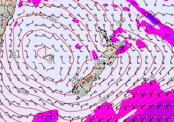 New Zealand forecast chart for Tuesday, March 31st, 2026 at 12:00 PM