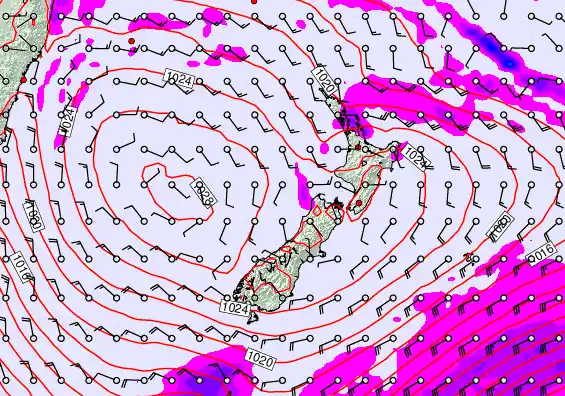 New Zealand forecast chart for Tuesday, March 31st, 2026 at 6:00 PM