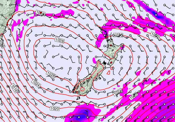 New Zealand forecast chart for Wednesday, April 1st, 2026 at 12:00 AM