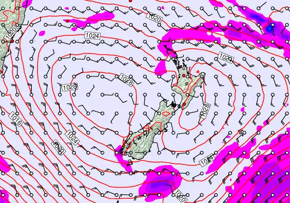 New Zealand forecast chart for Wednesday, April 1st, 2026 at 6:00 AM