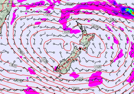 New Zealand forecast chart for Wednesday, April 1st, 2026 at 6:00 PM
