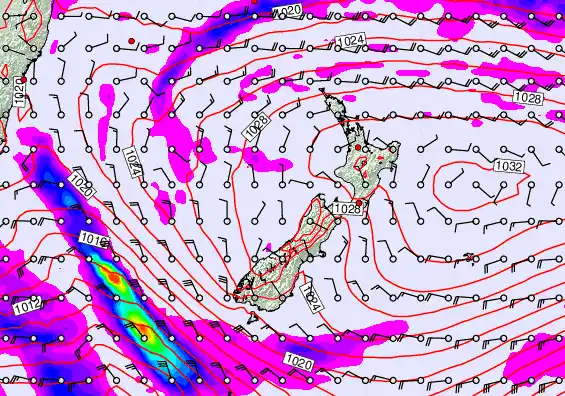 New Zealand forecast chart for Thursday, April 2nd, 2026 at 6:00 PM