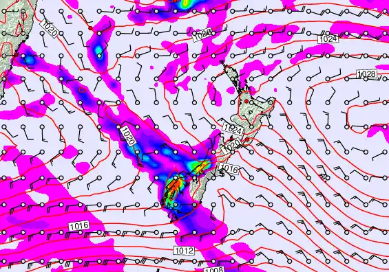 New Zealand forecast chart for Friday, April 3rd, 2026 at 6:00 PM