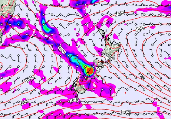 New Zealand forecast chart for Saturday, April 4th, 2026 at 6:00 AM
