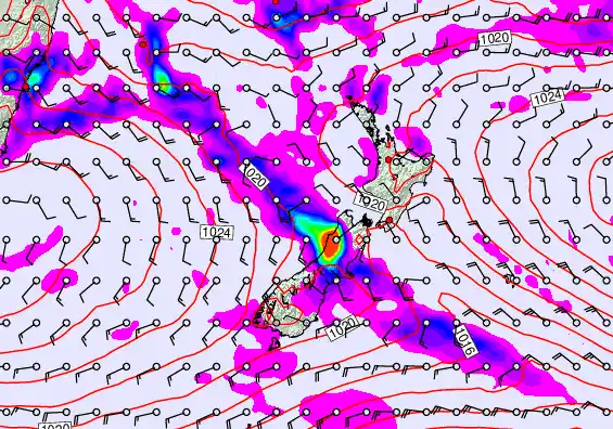 New Zealand forecast chart for Saturday, April 4th, 2026 at 12:00 PM
