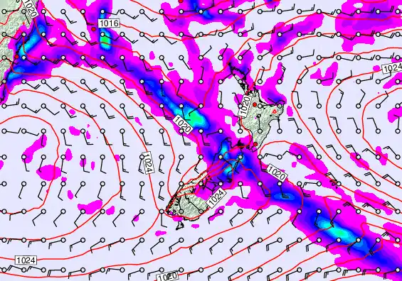 New Zealand forecast chart for Saturday, April 4th, 2026 at 6:00 PM