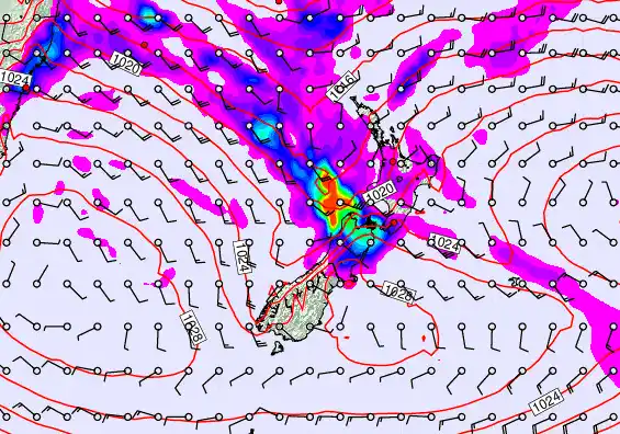 New Zealand forecast chart for Sunday, April 5th, 2026 at 6:00 AM
