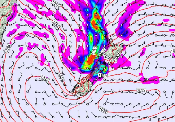 New Zealand forecast chart for Monday, April 6th, 2026 at 12:00 AM