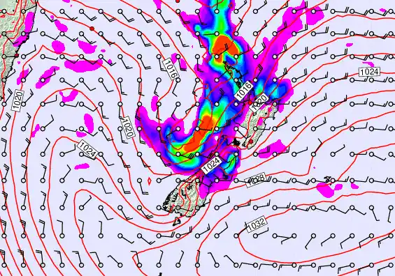 New Zealand forecast chart for Monday, April 6th, 2026 at 6:00 AM