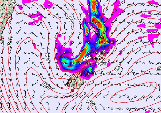 New Zealand forecast chart for Monday, April 6th, 2026 at 12:00 PM