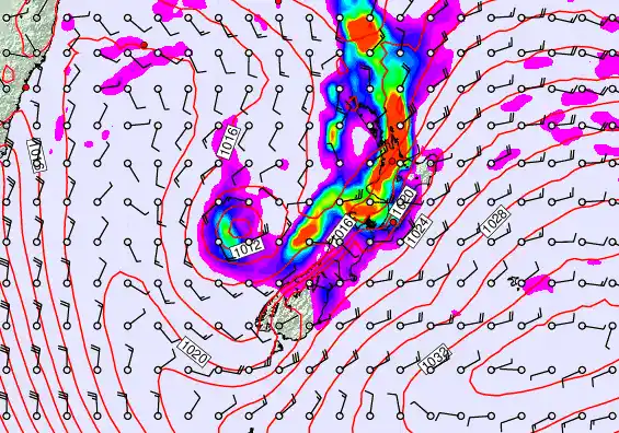 New Zealand forecast chart for Monday, April 6th, 2026 at 6:00 PM