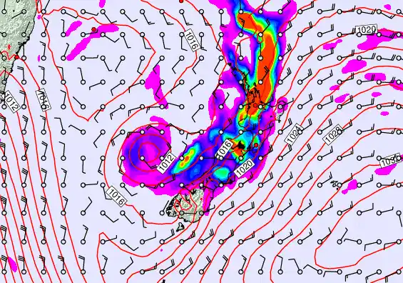 New Zealand forecast chart for Tuesday, April 7th, 2026 at 12:00 AM