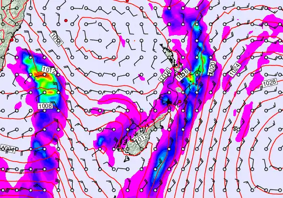New Zealand forecast chart for Tuesday, April 7th, 2026 at 6:00 PM