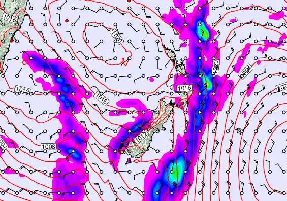 New Zealand forecast chart for Wednesday, April 8th, 2026 at 12:00 AM