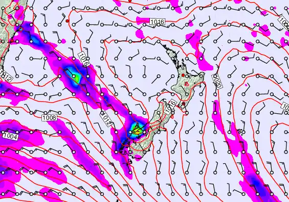 New Zealand forecast chart for Thursday, April 9th, 2026 at 12:00 PM