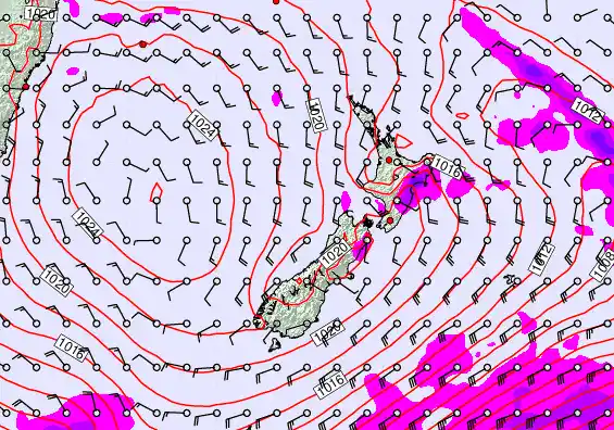 New Zealand forecast chart for Tuesday, March 31st, 2026 at 6:00 AM