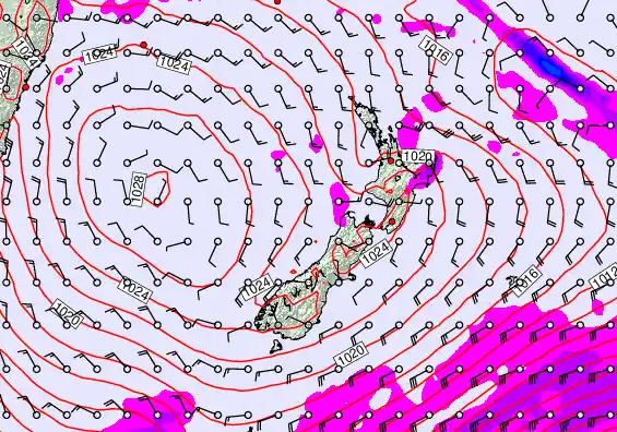 New Zealand forecast chart for Tuesday, March 31st, 2026 at 12:00 PM