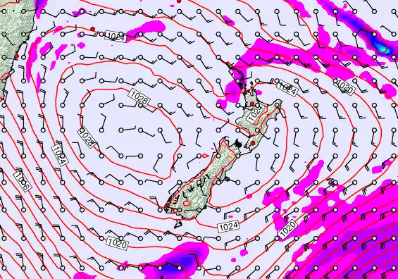 New Zealand forecast chart for Wednesday, April 1st, 2026 at 12:00 AM