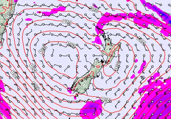New Zealand forecast chart for Wednesday, April 1st, 2026 at 6:00 AM