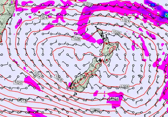 New Zealand forecast chart for Wednesday, April 1st, 2026 at 6:00 PM