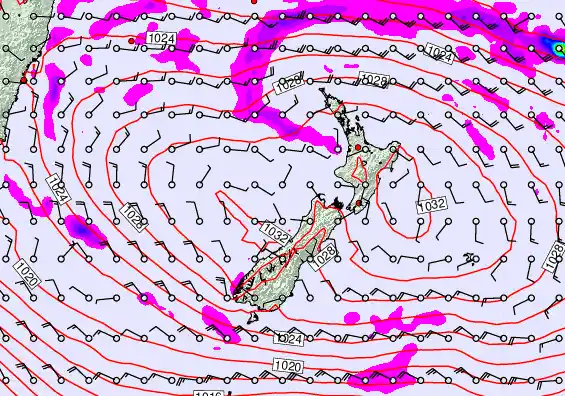 New Zealand forecast chart for Thursday, April 2nd, 2026 at 12:00 AM