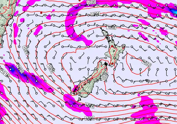 New Zealand forecast chart for Thursday, April 2nd, 2026 at 6:00 AM