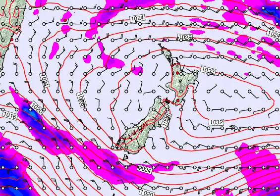 New Zealand forecast chart for Thursday, April 2nd, 2026 at 12:00 PM