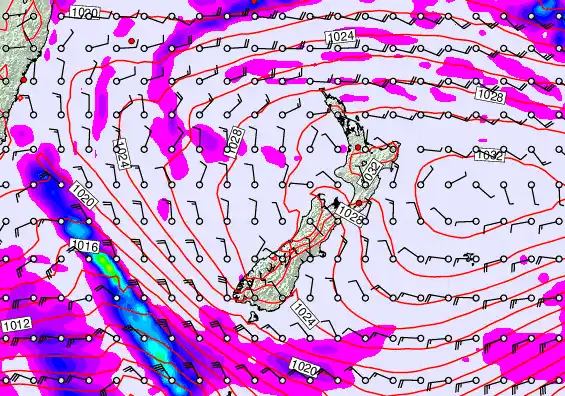 New Zealand forecast chart for Thursday, April 2nd, 2026 at 6:00 PM