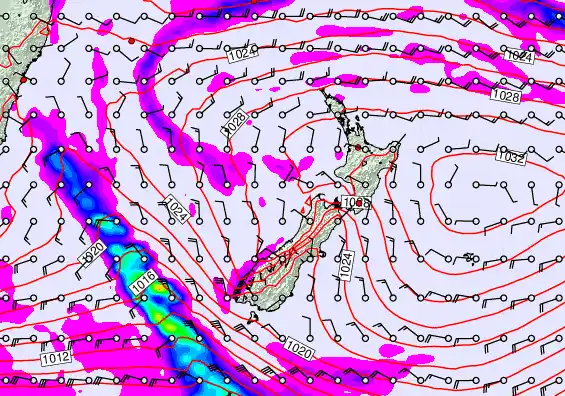 New Zealand forecast chart for Friday, April 3rd, 2026 at 12:00 AM