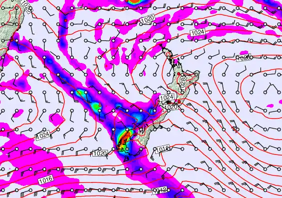 New Zealand forecast chart for Friday, April 3rd, 2026 at 6:00 PM