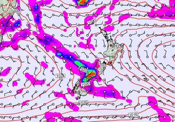 New Zealand forecast chart for Saturday, April 4th, 2026 at 6:00 AM