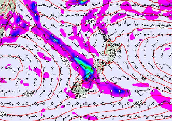 New Zealand forecast chart for Saturday, April 4th, 2026 at 12:00 PM