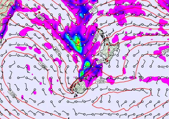 New Zealand forecast chart for Sunday, April 5th, 2026 at 12:00 PM