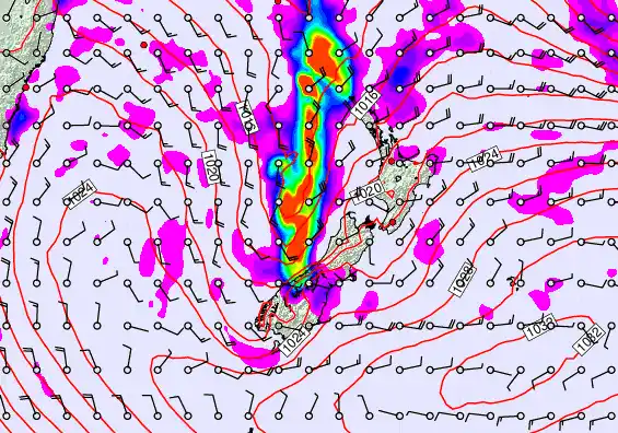 New Zealand forecast chart for Monday, April 6th, 2026 at 12:00 AM