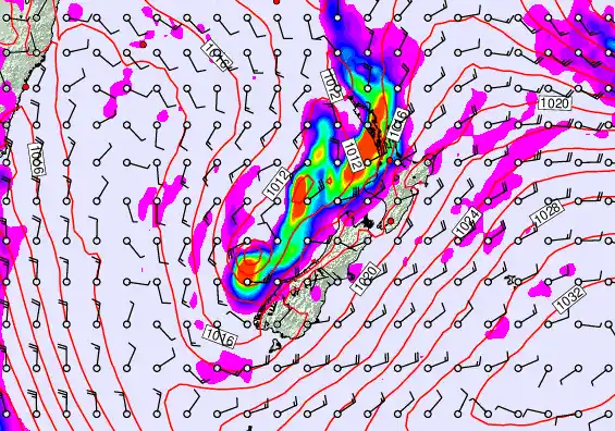 New Zealand forecast chart for Monday, April 6th, 2026 at 12:00 PM