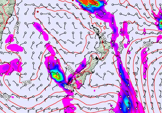New Zealand forecast chart for Wednesday, April 8th, 2026 at 6:00 AM