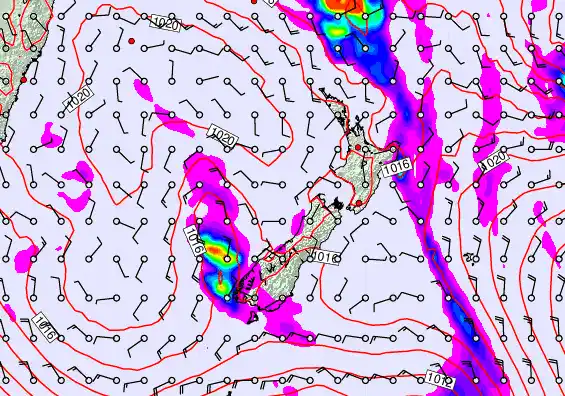 New Zealand forecast chart for Wednesday, April 8th, 2026 at 12:00 PM