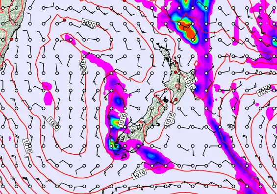 New Zealand forecast chart for Wednesday, April 8th, 2026 at 6:00 PM