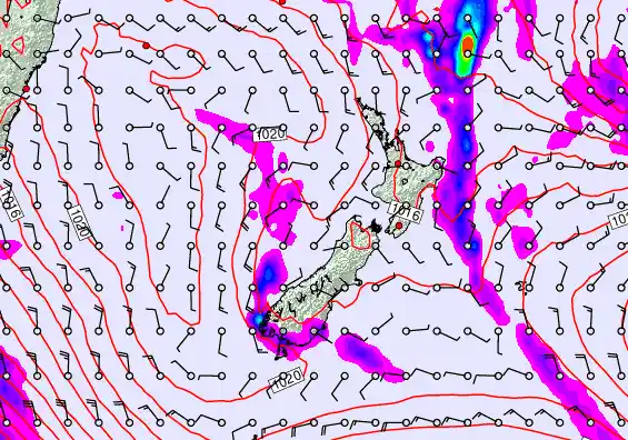 New Zealand forecast chart for Thursday, April 9th, 2026 at 12:00 AM