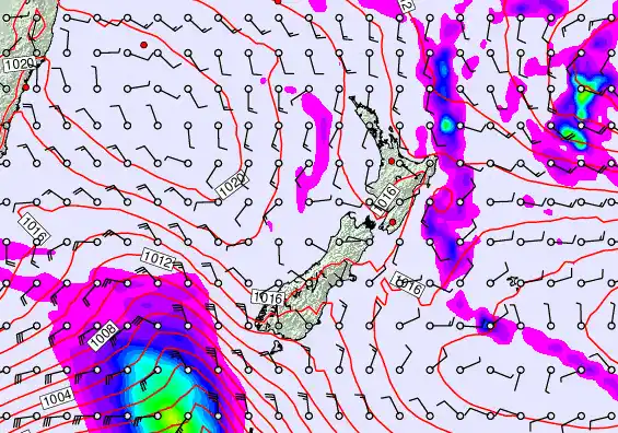 New Zealand forecast chart for Thursday, April 9th, 2026 at 6:00 PM
