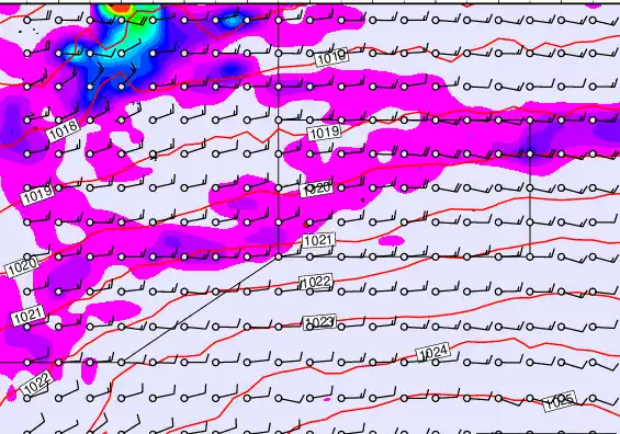 Pitcairn Island forecast chart for Tuesday, March 31st, 2026 at 6:00 AM