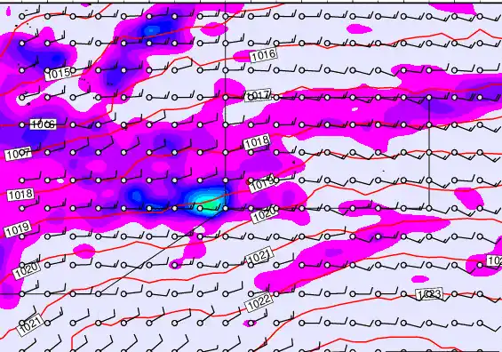 Pitcairn Island forecast chart for Tuesday, March 31st, 2026 at 12:00 PM