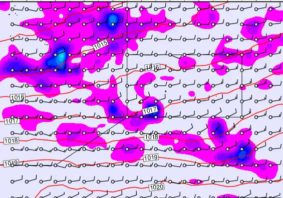 Pitcairn Island forecast chart for Monday, April 6th, 2026 at 6:00 AM