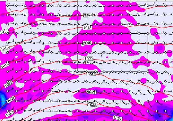 Pitcairn Island forecast chart for Thursday, April 9th, 2026 at 6:00 PM