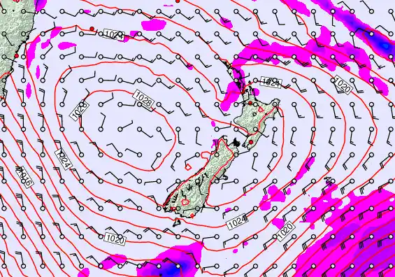 New Zealand forecast chart for Wednesday, April 1st, 2026 at 12:00 AM