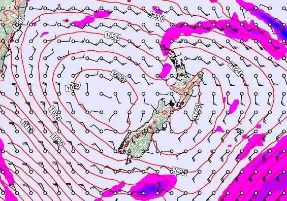 New Zealand forecast chart for Wednesday, April 1st, 2026 at 6:00 AM