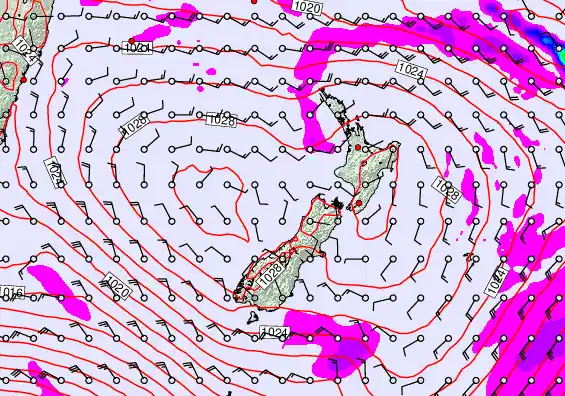 New Zealand forecast chart for Wednesday, April 1st, 2026 at 12:00 PM