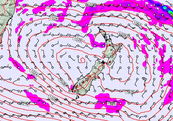 New Zealand forecast chart for Wednesday, April 1st, 2026 at 6:00 PM
