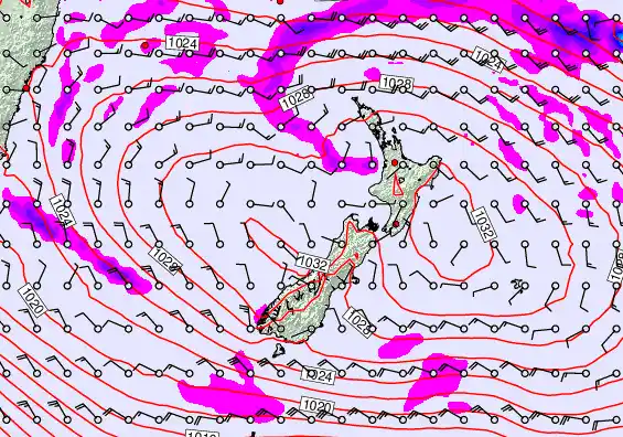 New Zealand forecast chart for Thursday, April 2nd, 2026 at 12:00 AM