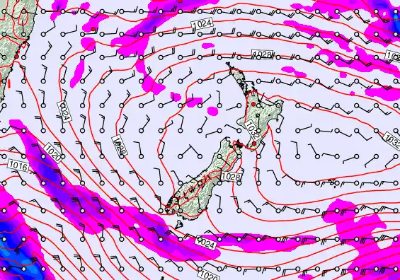 New Zealand forecast chart for Thursday, April 2nd, 2026 at 12:00 PM